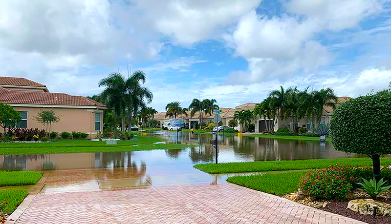 Flooding on brick walkway leading to private home | Alliant Private Client